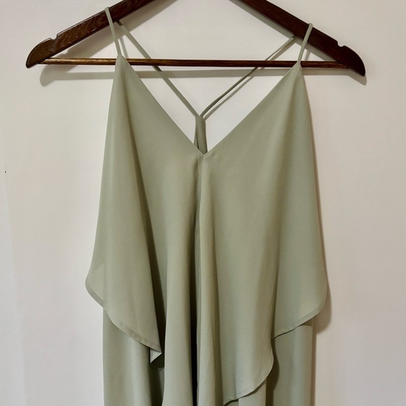 Revamped| Elegant Sage Green Flowing Sleeveless Mini Dress Sz S Brand NEW w/Tags - Picture 3 of 5